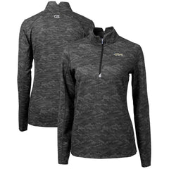 New York Jets Cutter & Buck Women's Throwback Logo Traverse Camo Quarter-Zip Pullover Top Black | NFL