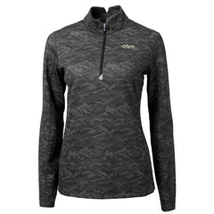 New York Jets Cutter & Buck Women's Throwback Logo Traverse Camo Quarter-Zip Pullover Top Black | NFL
