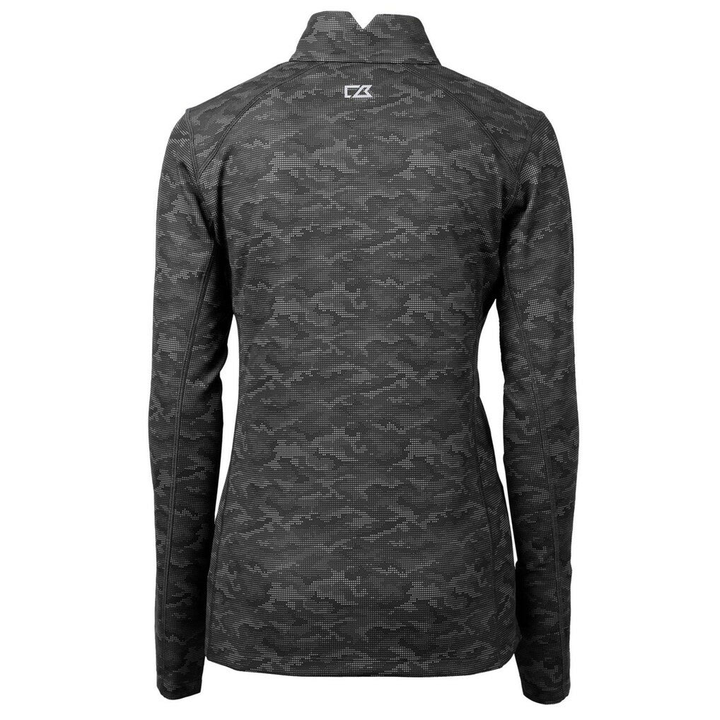 New York Jets Cutter & Buck Women's Throwback Logo Traverse Camo Quarter-Zip Pullover Top Black | NFL