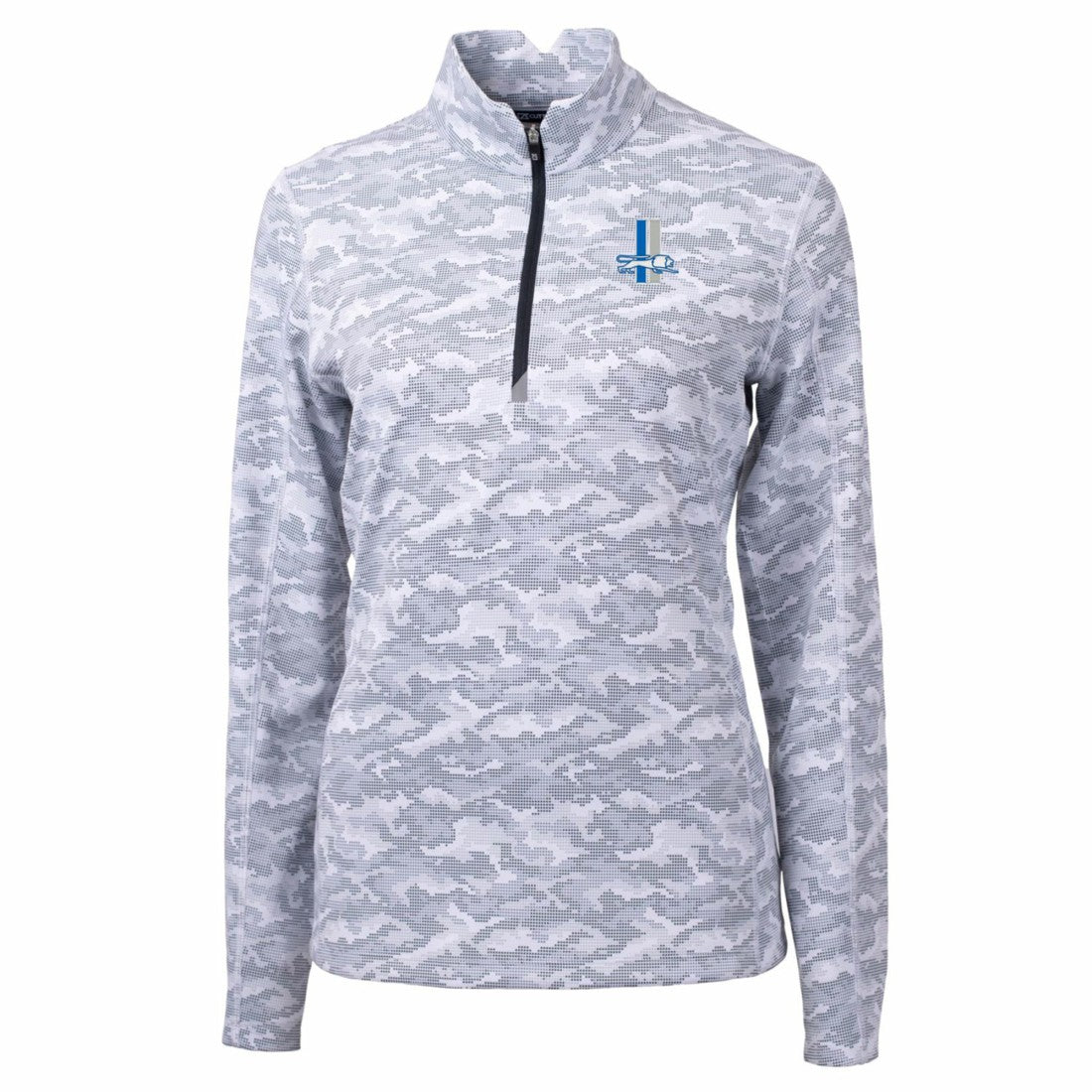 Detroit Lions Cutter & Buck Women's Throwback Logo Traverse Camo Quarter-Zip Pullover Top Charcoal | NFL