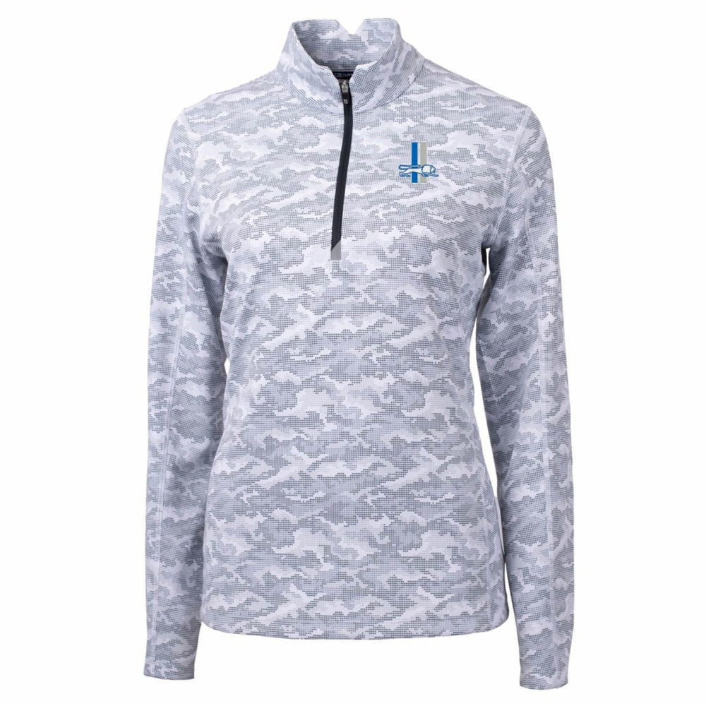 Detroit Lions Cutter & Buck Women's Throwback Logo Traverse Camo Quarter-Zip Pullover Top Charcoal | NFL