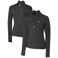 San Francisco 49ers Cutter & Buck Women's Throwback Logo Traverse Stretch Quarter-Zip Pullover Top Black | NFL