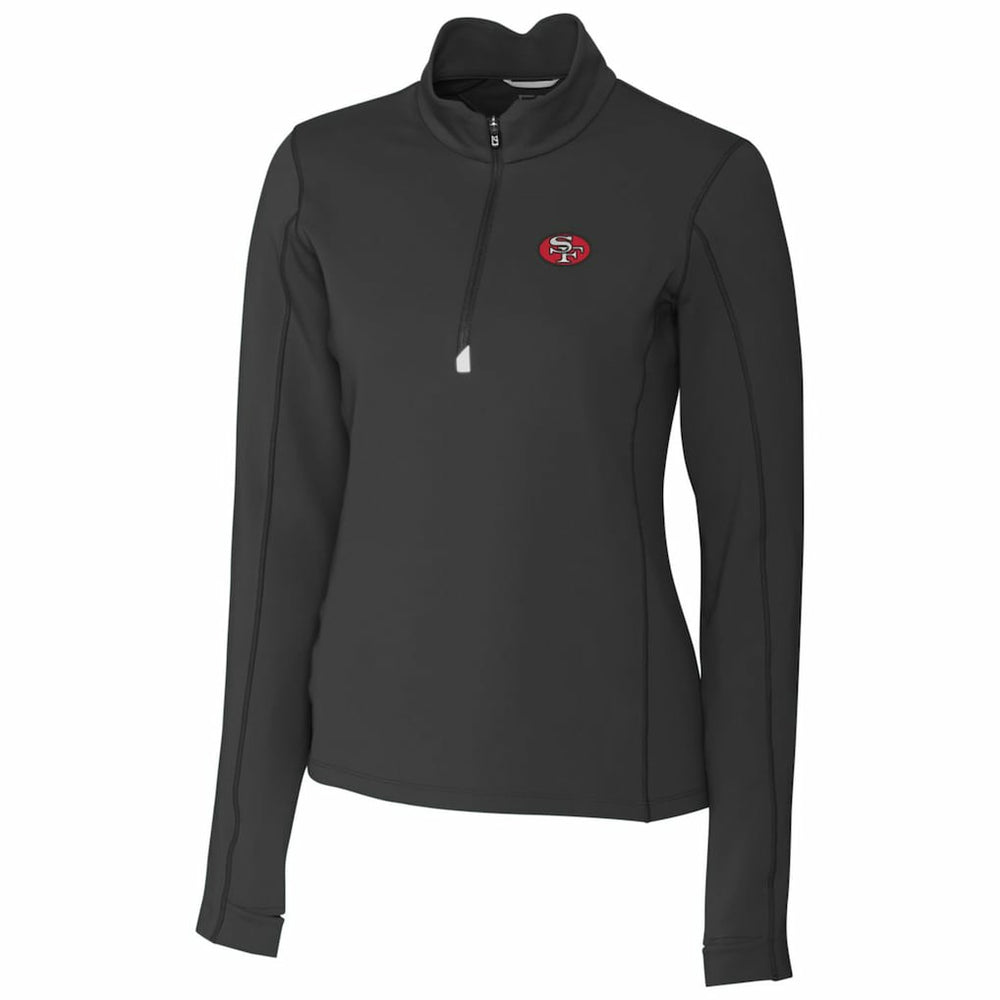 San Francisco 49ers Cutter & Buck Women's Throwback Logo Traverse Stretch Quarter-Zip Pullover Top Black | NFL