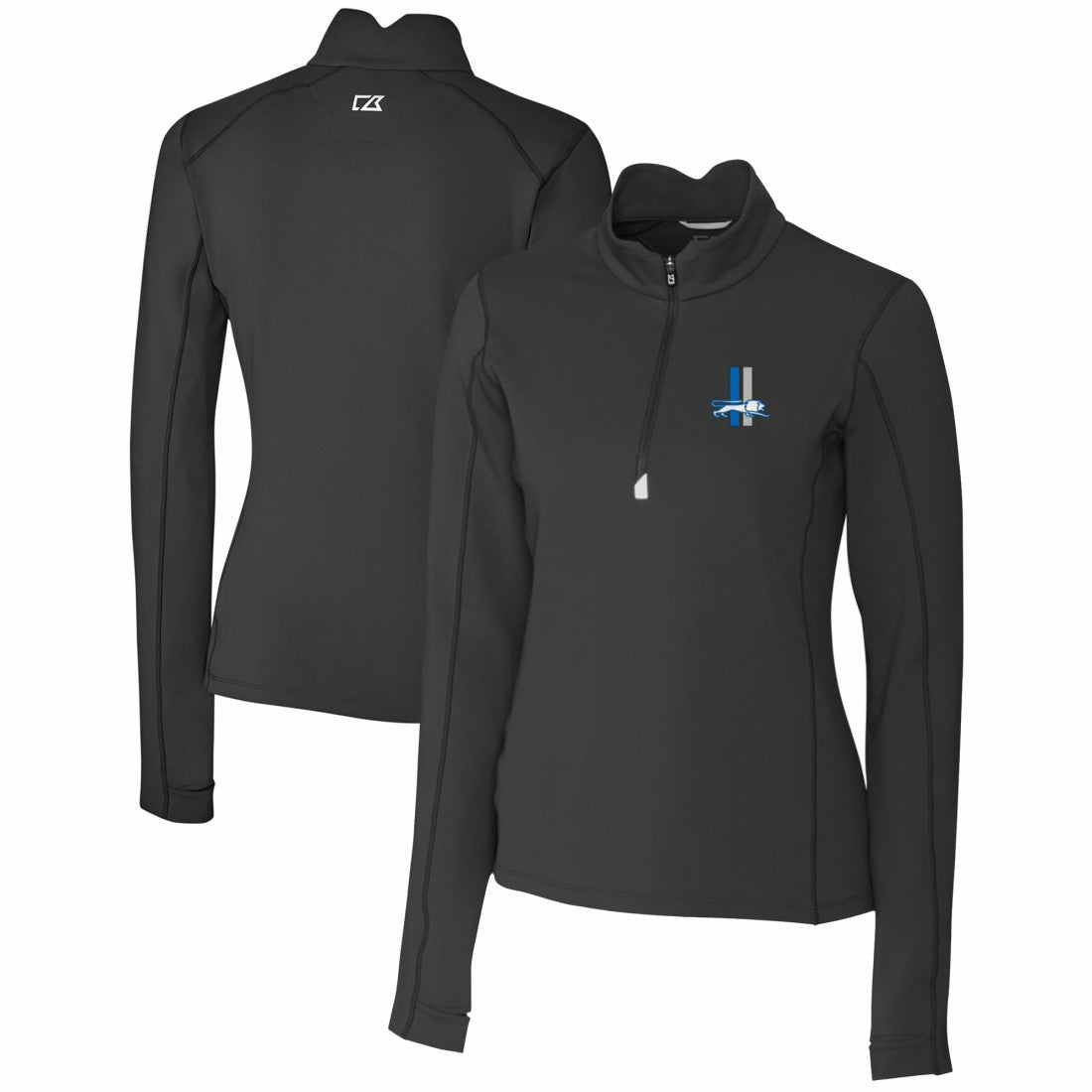 Detroit Lions Cutter & Buck Women's Throwback Logo Traverse Stretch Quarter-Zip Pullover Top Black | NFL