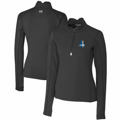 Detroit Lions Cutter & Buck Women's Throwback Logo Traverse Stretch Quarter-Zip Pullover Top Black | NFL