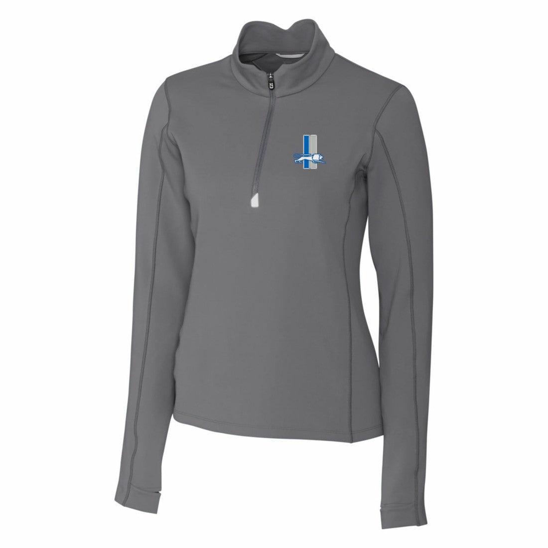 Detroit Lions Cutter & Buck Women's Throwback Logo Traverse Stretch Quarter-Zip Pullover Top Steel | NFL