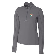 Miami Dolphins Cutter & Buck Women's Throwback Logo Traverse Stretch Quarter-Zip Pullover Top Steel | NFL