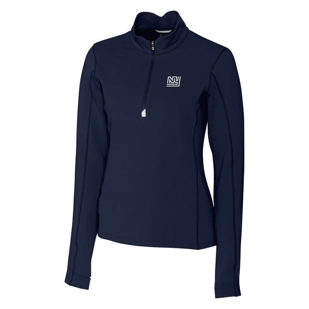 New York Giants Cutter & Buck Women's Throwback Logo Traverse Stretch Quarter-Zip Pullover Top Navy | NFL