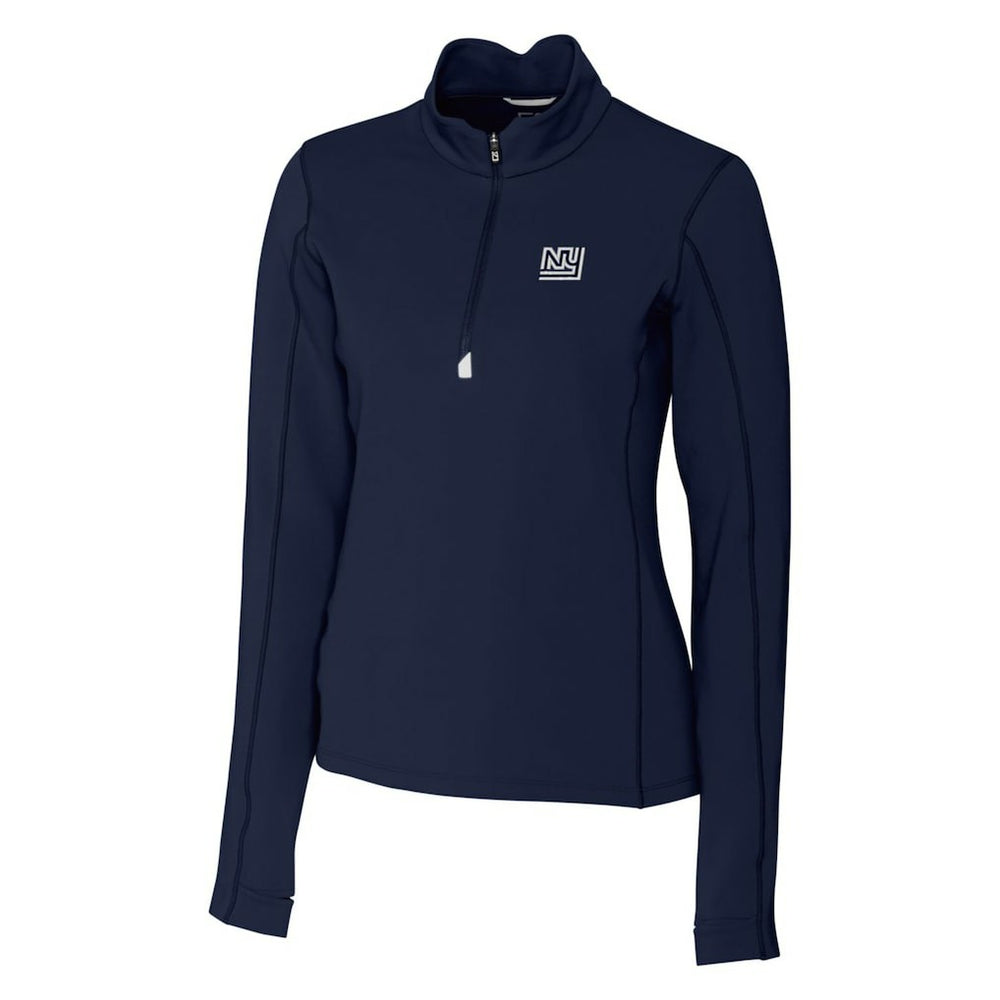 New York Giants Cutter & Buck Women's Throwback Logo Traverse Stretch Quarter-Zip Pullover Top Navy | NFL