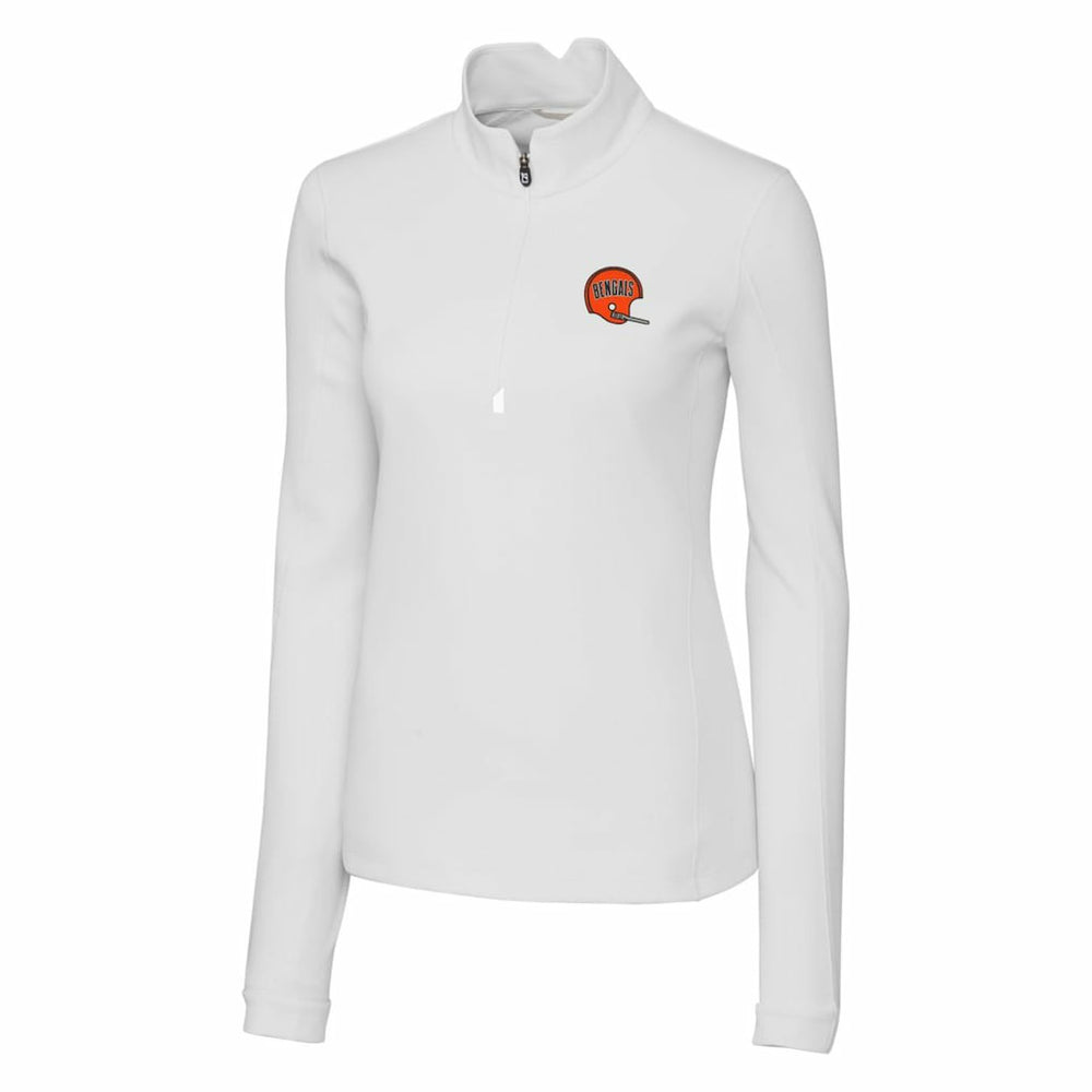 Cincinnati Bengals Cutter & Buck Women's Throwback Logo Traverse Stretch Quarter-Zip Pullover Top White | NFL
