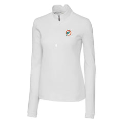 Miami Dolphins Cutter & Buck Women's Throwback Logo Traverse Stretch Quarter-Zip Pullover Top White | NFL