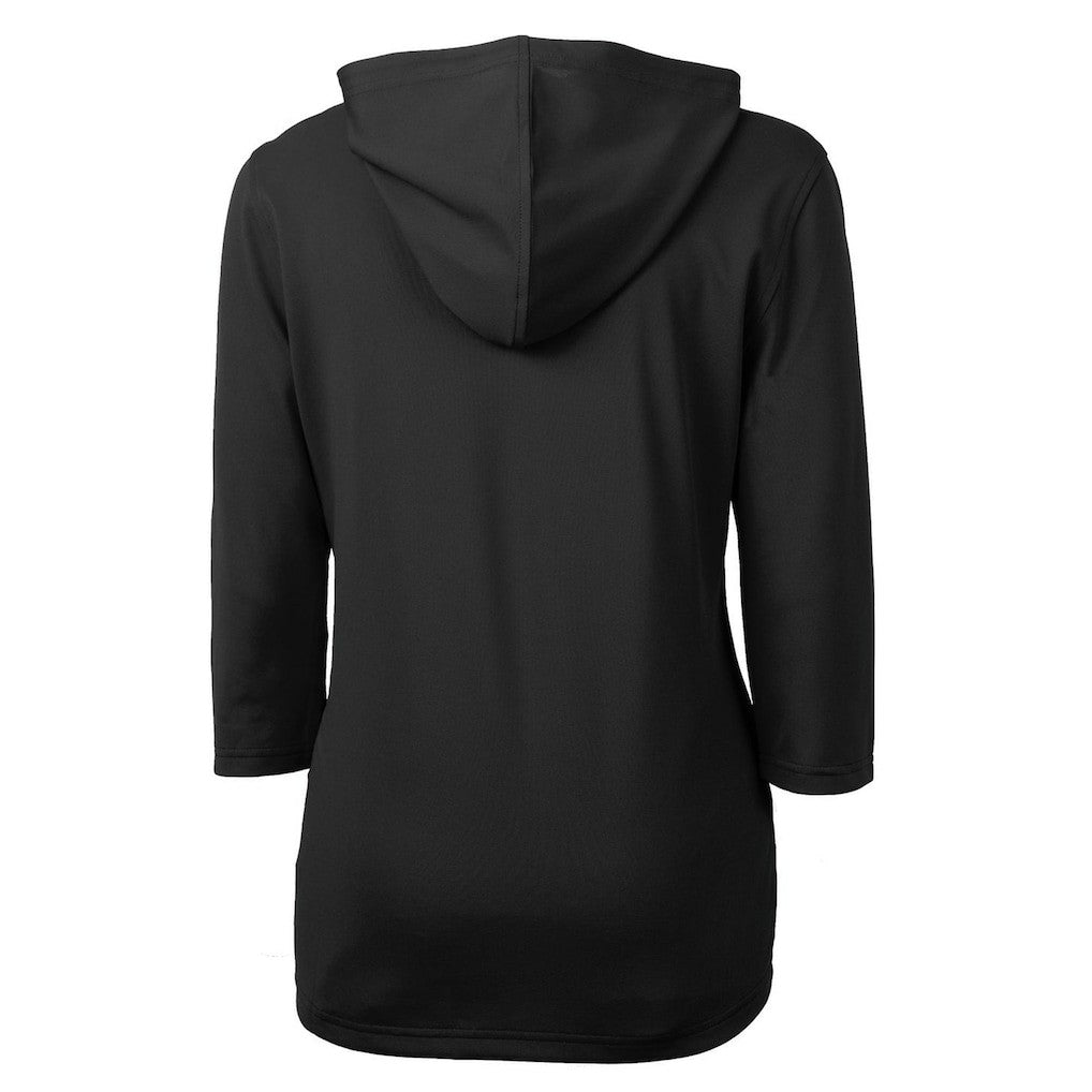 New York Jets Cutter & Buck Women's Throwback Logo Virtue Eco Pique 3/4 Sleeve Half-Zip Pullover Hoodie Black | NFL