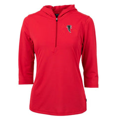 Atlanta Falcons Cutter & Buck Women's Throwback Logo Virtue Eco Pique 3/4 Sleeve Half-Zip Pullover Hoodie Red | NFL