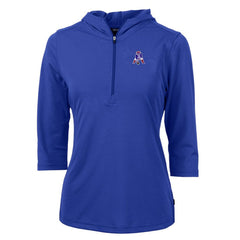 New England Patriots Cutter & Buck Women's Throwback Logo Virtue Eco Pique 3/4 Sleeve Half-Zip Pullover Hoodie Royal | NFL