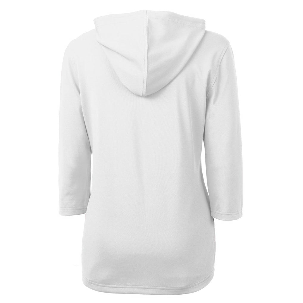 Seattle Seahawks Cutter & Buck Women's Throwback Logo Virtue Eco Pique 3/4 Sleeve Half-Zip Pullover Hoodie White | NFL