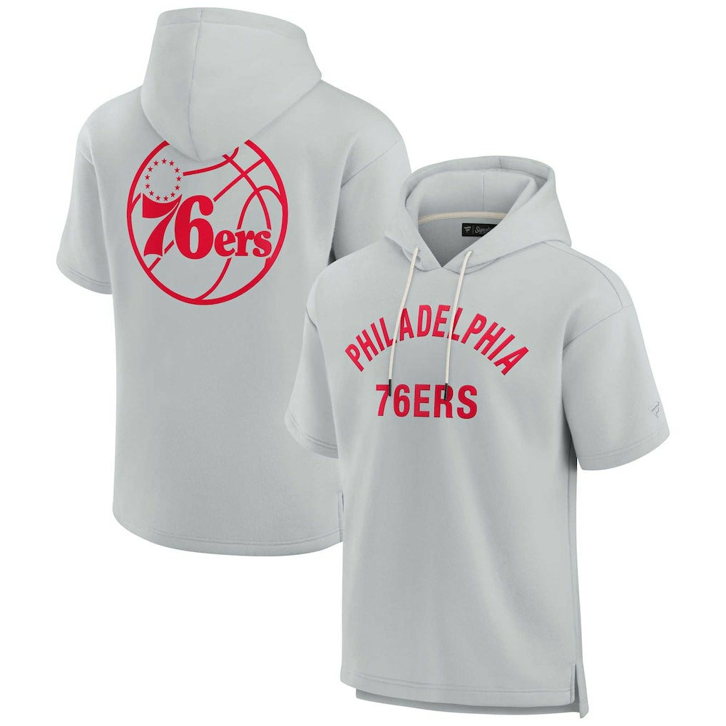 Philadelphia 76ers Unisex Elements Super Soft Fleece Short Sleeve Pullover Hoodie Gray - NBA