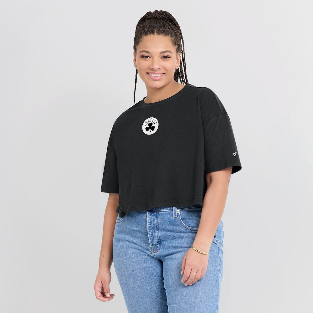 Boston Celtics Women's Elements Super Soft Boxy Cropped T-Shirt Black - NBA