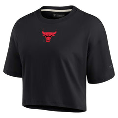 Chicago Bulls Women's Elements Super Soft Boxy Cropped T-Shirt Black - NBA