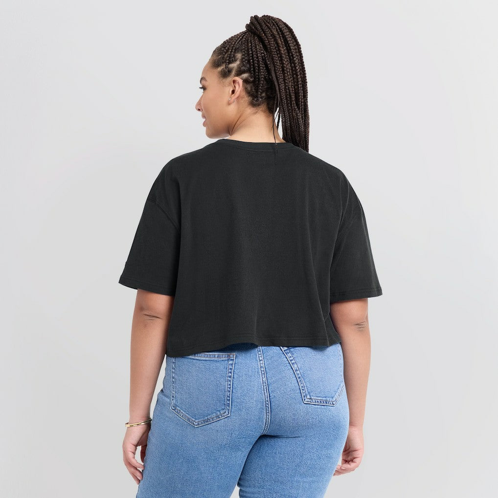 Chicago Bulls Women's Elements Super Soft Boxy Cropped T-Shirt Black - NBA