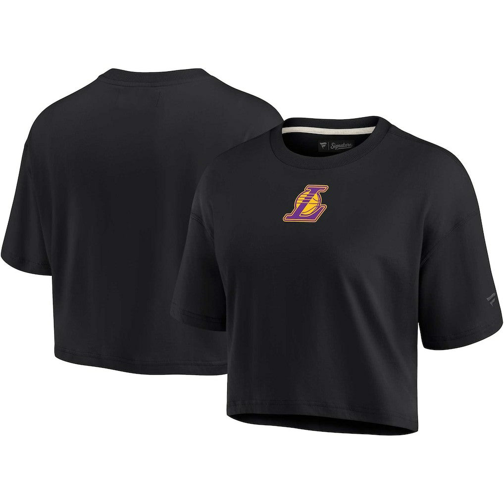 Los Angeles Lakers Women's Elements Super Soft Boxy Cropped T-Shirt Black - NBA