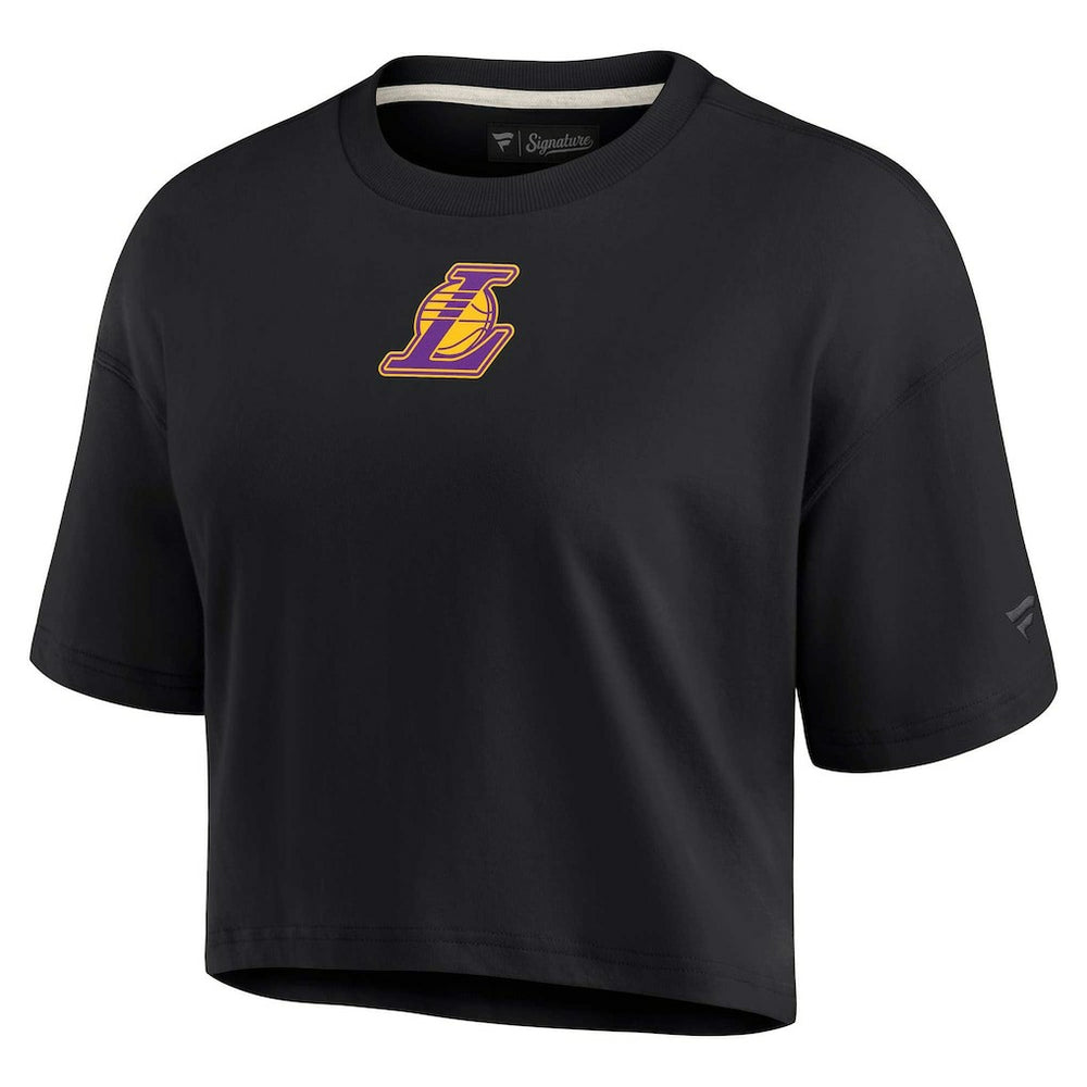 Los Angeles Lakers Women's Elements Super Soft Boxy Cropped T-Shirt Black - NBA