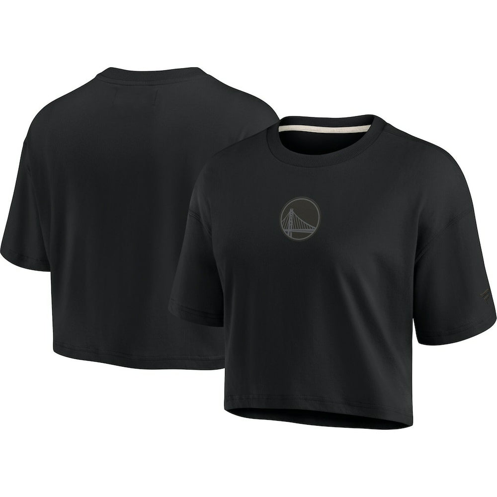 Golden State Warriors Women's Elements Super Soft Boxy Cropped T-Shirt Black - NBA