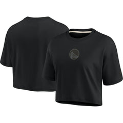 Golden State Warriors Women's Elements Super Soft Boxy Cropped T-Shirt Black - NBA
