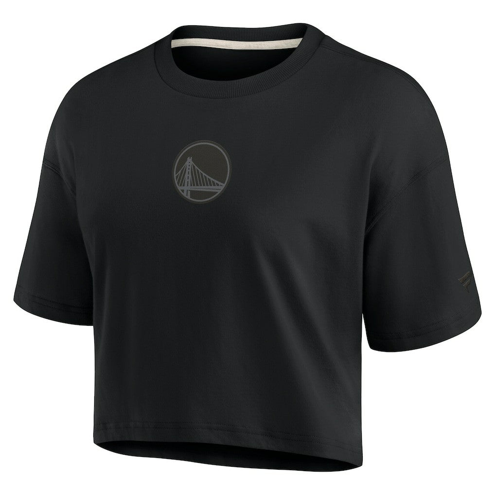 Golden State Warriors Women's Elements Super Soft Boxy Cropped T-Shirt Black - NBA