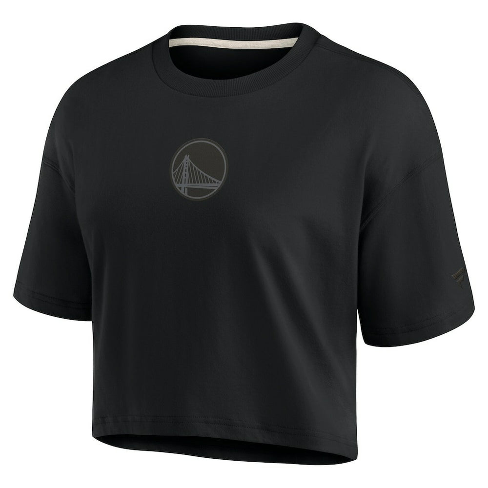 Golden State Warriors Women's Elements Super Soft Boxy Cropped T-Shirt Black - NBA