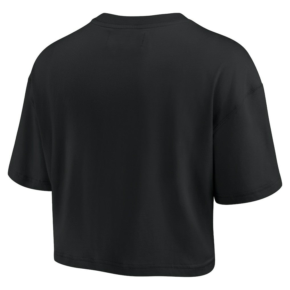Golden State Warriors Women's Elements Super Soft Boxy Cropped T-Shirt Black - NBA