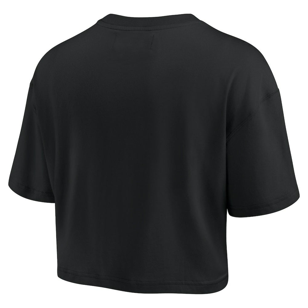 Golden State Warriors Women's Elements Super Soft Boxy Cropped T-Shirt Black - NBA