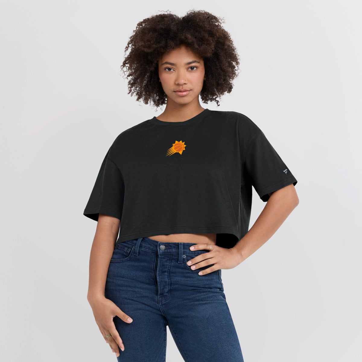 Phoenix Suns Women's Elements Super Soft Boxy Cropped T-Shirt Black - NBA
