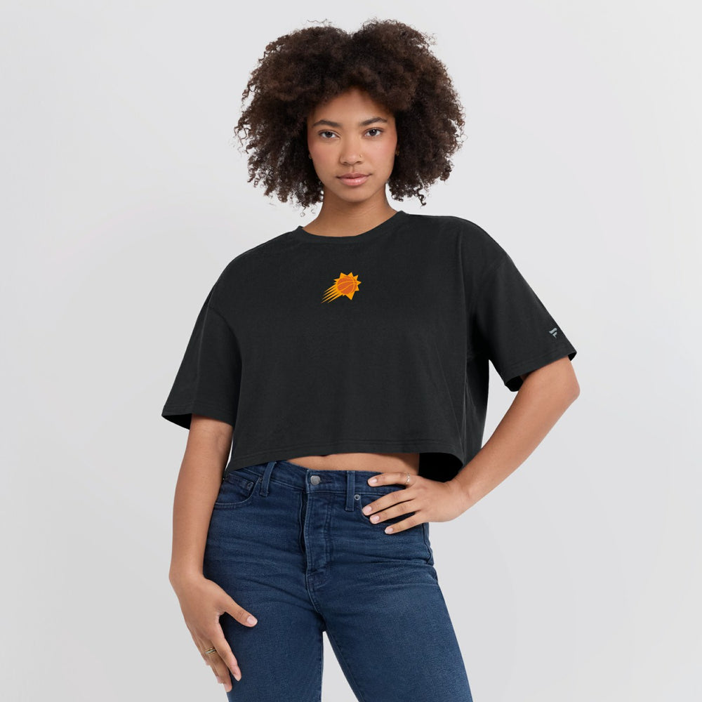Phoenix Suns Women's Elements Super Soft Boxy Cropped T-Shirt Black - NBA