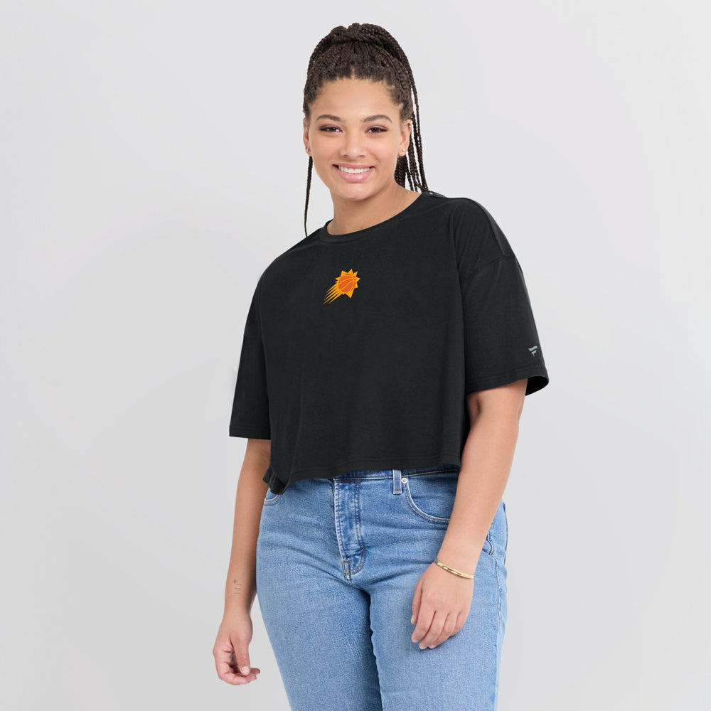 Phoenix Suns Women's Elements Super Soft Boxy Cropped T-Shirt Black - NBA