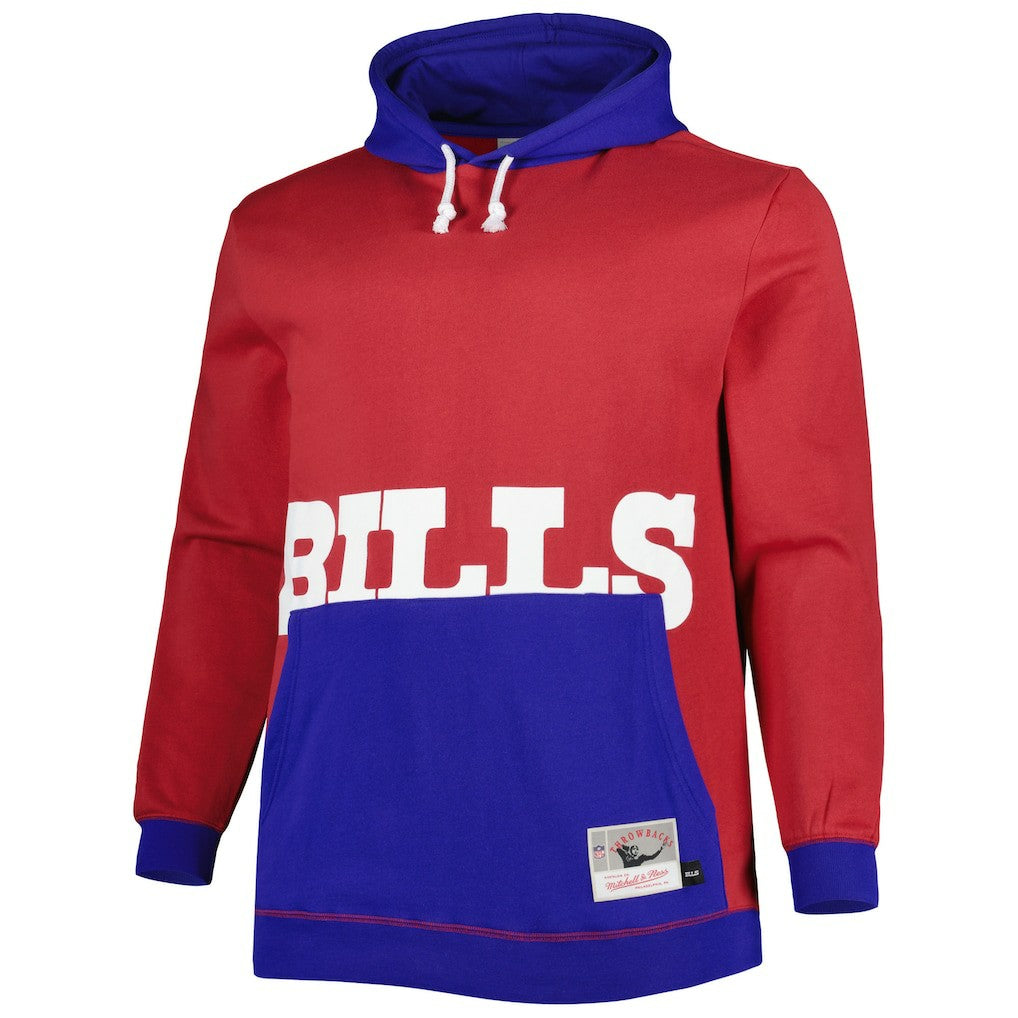 Buffalo Bills Big & Tall Big Face Pullover Hoodie Red/Royal | Mitchell & Ness