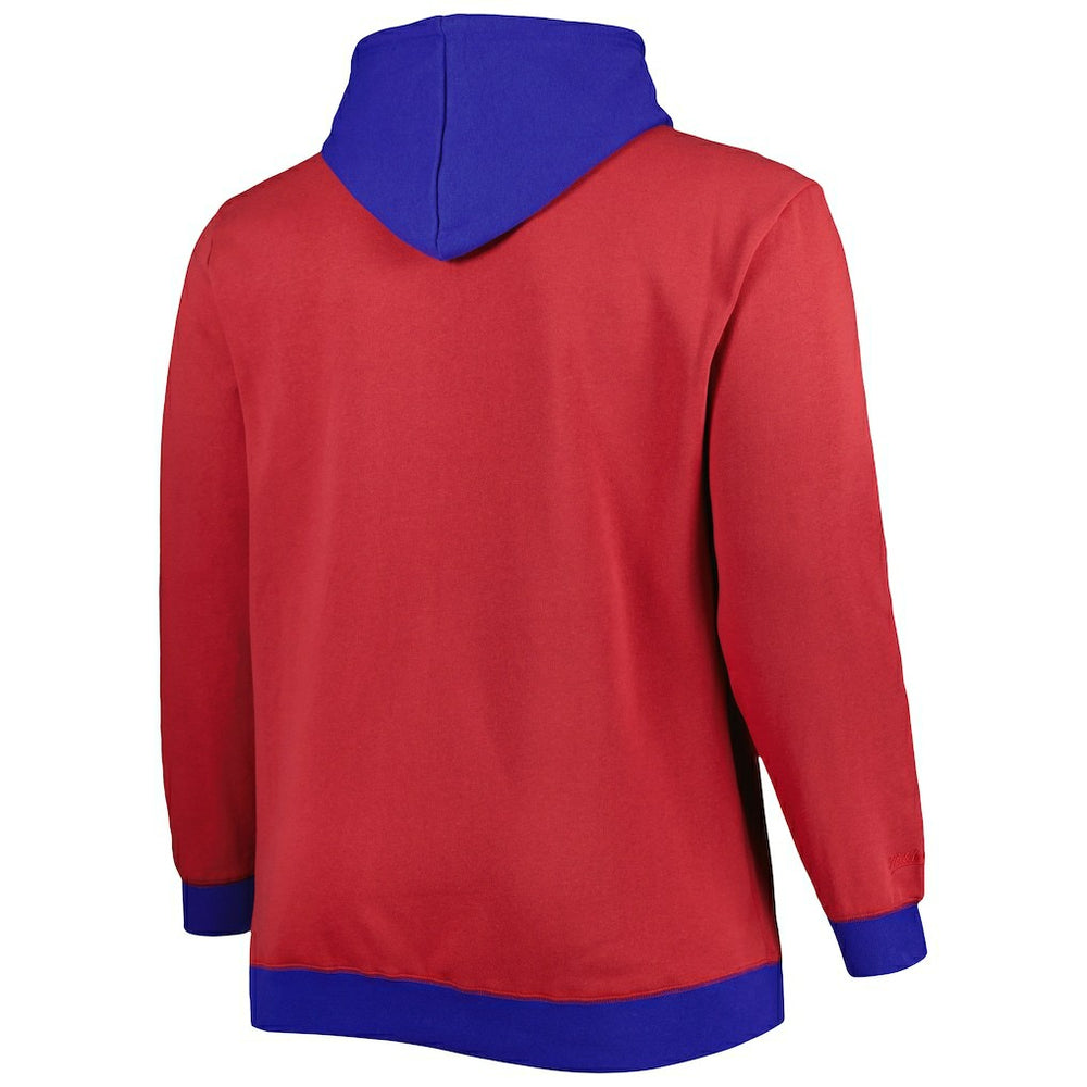 Buffalo Bills Big & Tall Big Face Pullover Hoodie Red/Royal | Mitchell & Ness