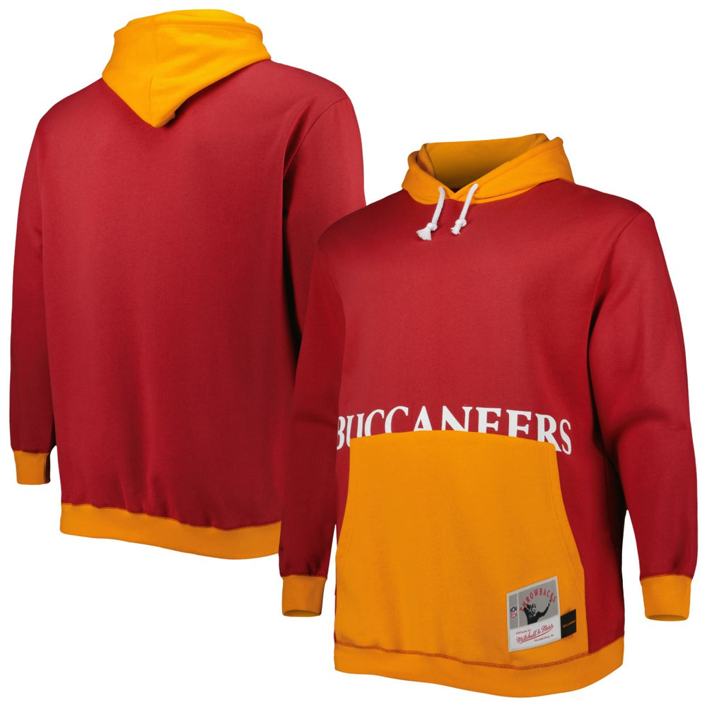 Tampa Bay Buccaneers Big & Tall Big Face Pullover Hoodie Red/Orange | Mitchell & Ness