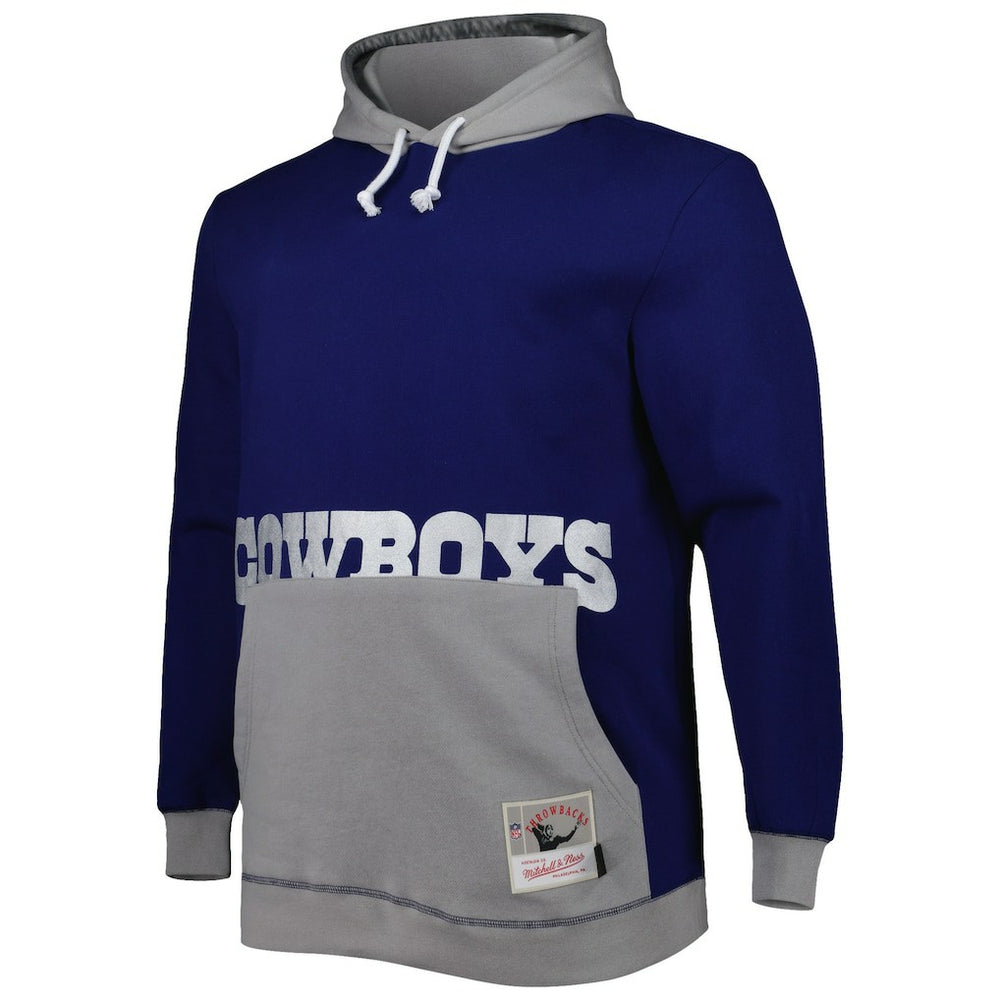 Dallas Cowboys Big & Tall Big Face Pullover Hoodie Navy/Silver | Mitchell & Ness
