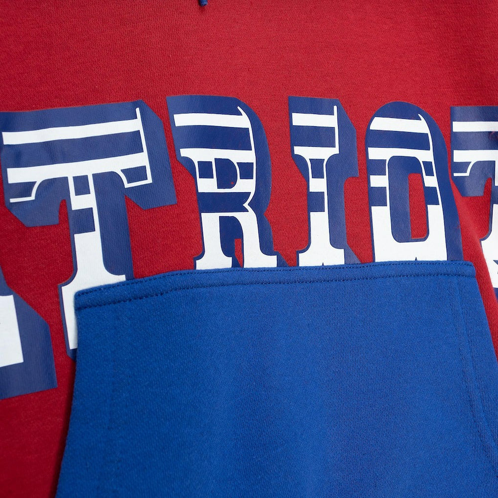 New England Patriots Big & Tall Big Face Pullover Hoodie Red/Navy | Mitchell & Ness