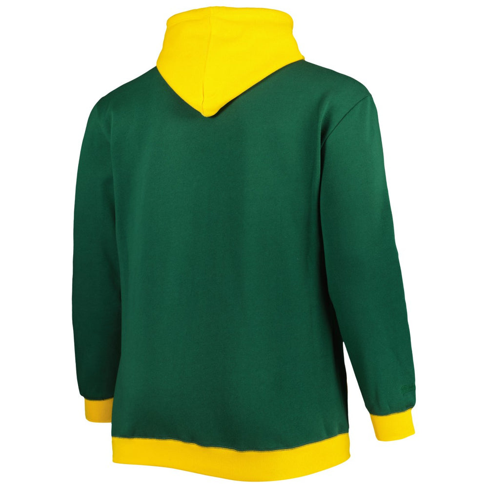 Green Bay Packers Big & Tall Big Face Pullover Hoodie Green/Gold | Mitchell & Ness