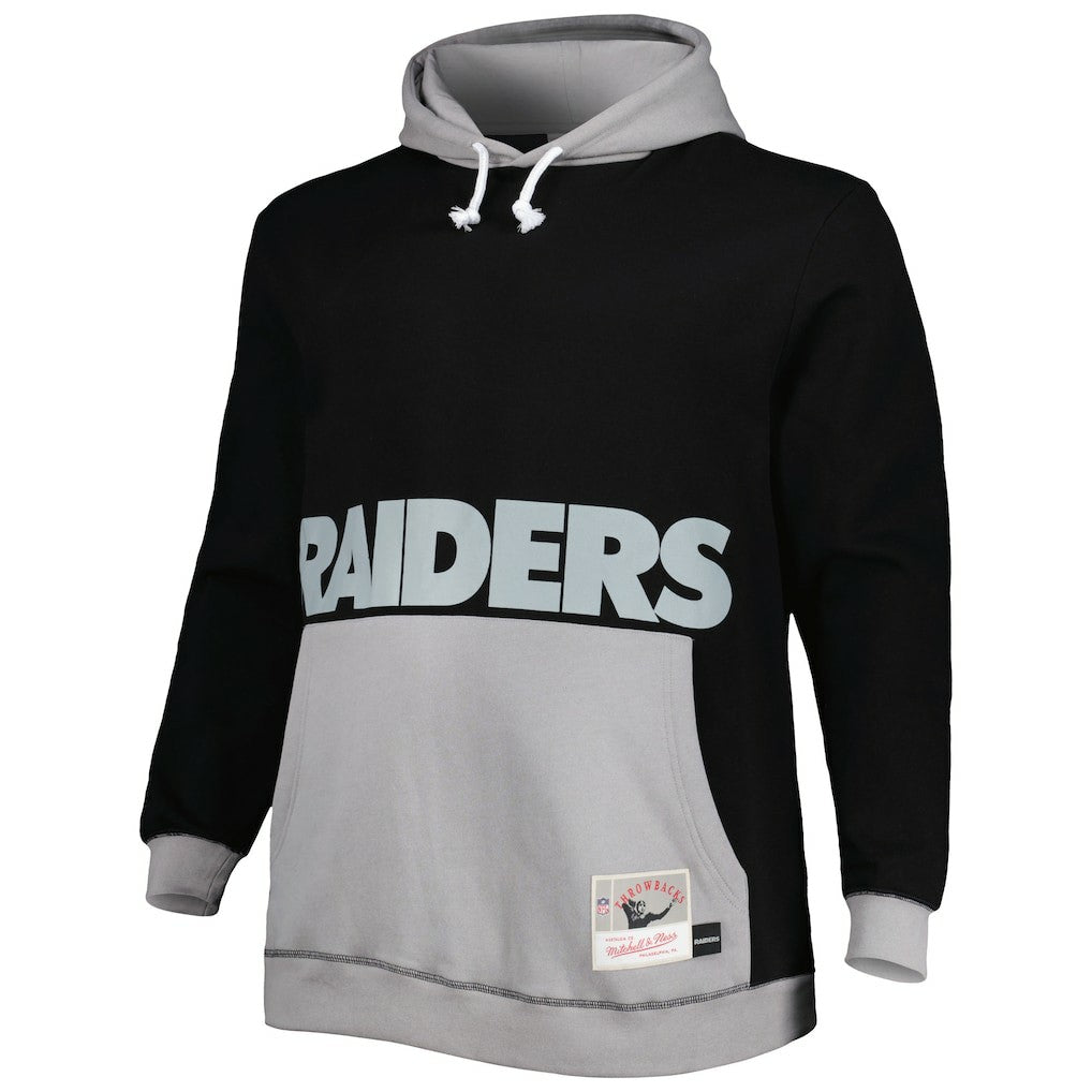 Las Vegas Raiders Big & Tall Big Face Pullover Hoodie Black/Silver | Mitchell & Ness