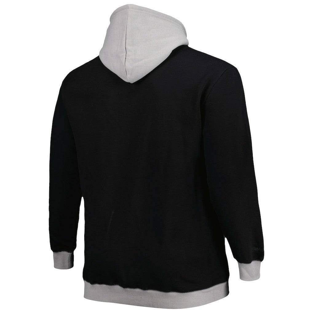 Las Vegas Raiders Big & Tall Big Face Pullover Hoodie Black/Silver | Mitchell & Ness