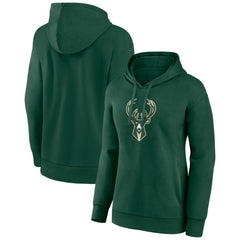 Milwaukee Bucks Women's Team Primary Logo Pullover Hoodie Hunter Green - NBA