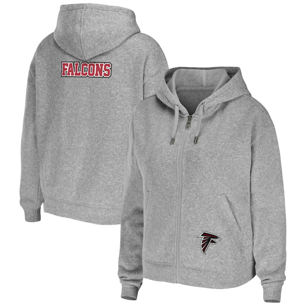 Atlanta Falcons WEAR by Erin Andrews Women's Team Full-Zip Hoodie Heathered Gray | NFL