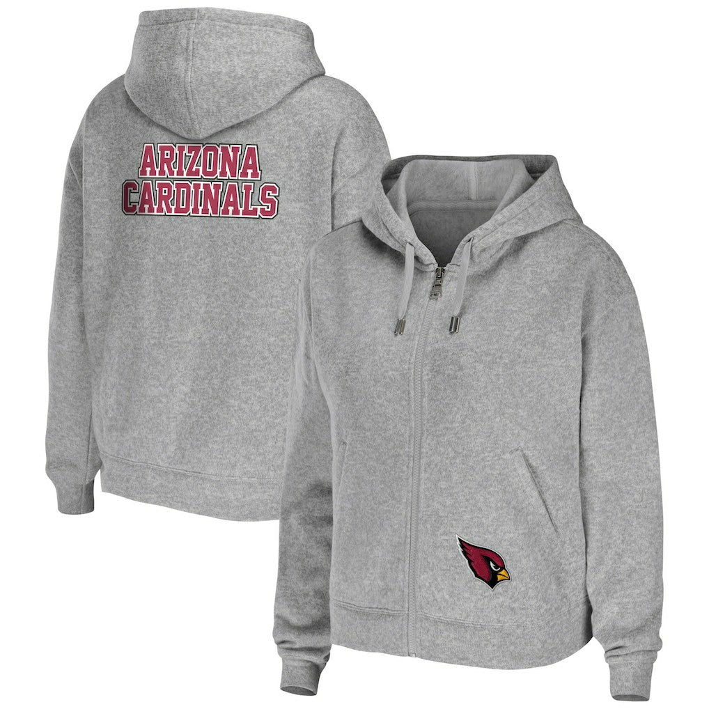 Arizona Cardinals WEAR by Erin Andrews Women's Team Full-Zip Hoodie Heathered Gray | NFL