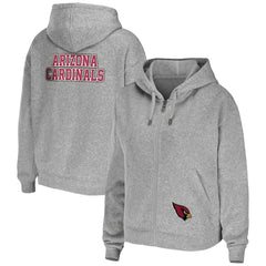 Arizona Cardinals WEAR by Erin Andrews Women's Team Full-Zip Hoodie Heathered Gray | NFL