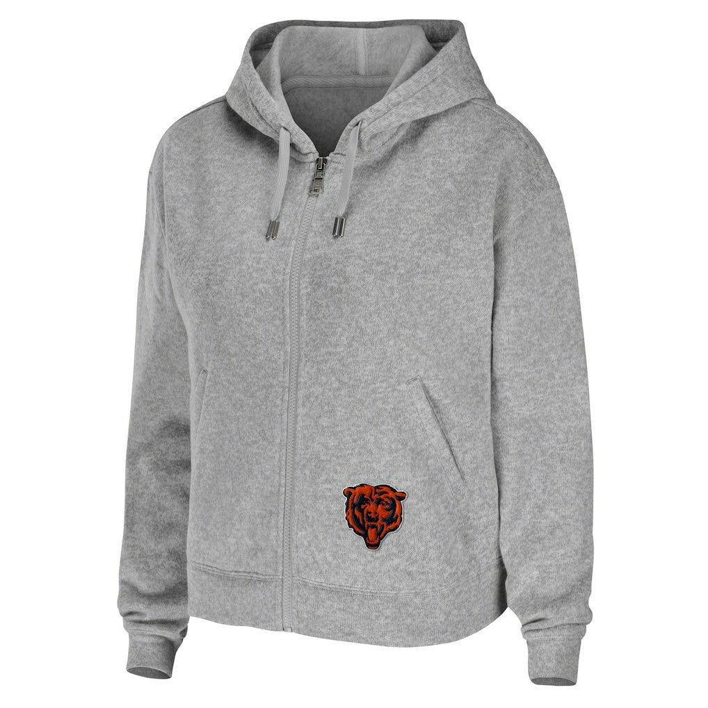 Chicago Bears WEAR by Erin Andrews Women's Team Full-Zip Hoodie Heathered Gray | NFL
