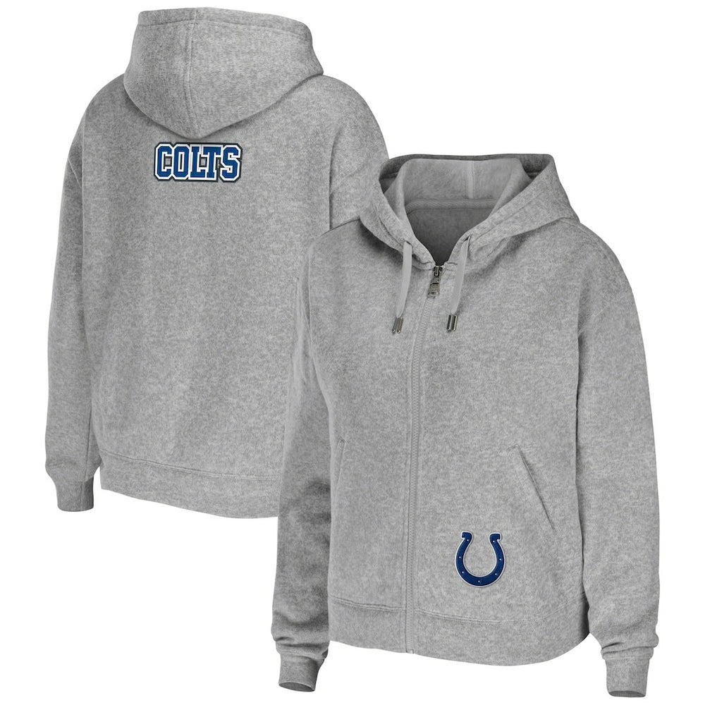 Indianapolis Colts WEAR by Erin Andrews Women's Team Full-Zip Hoodie Heathered Gray | NFL