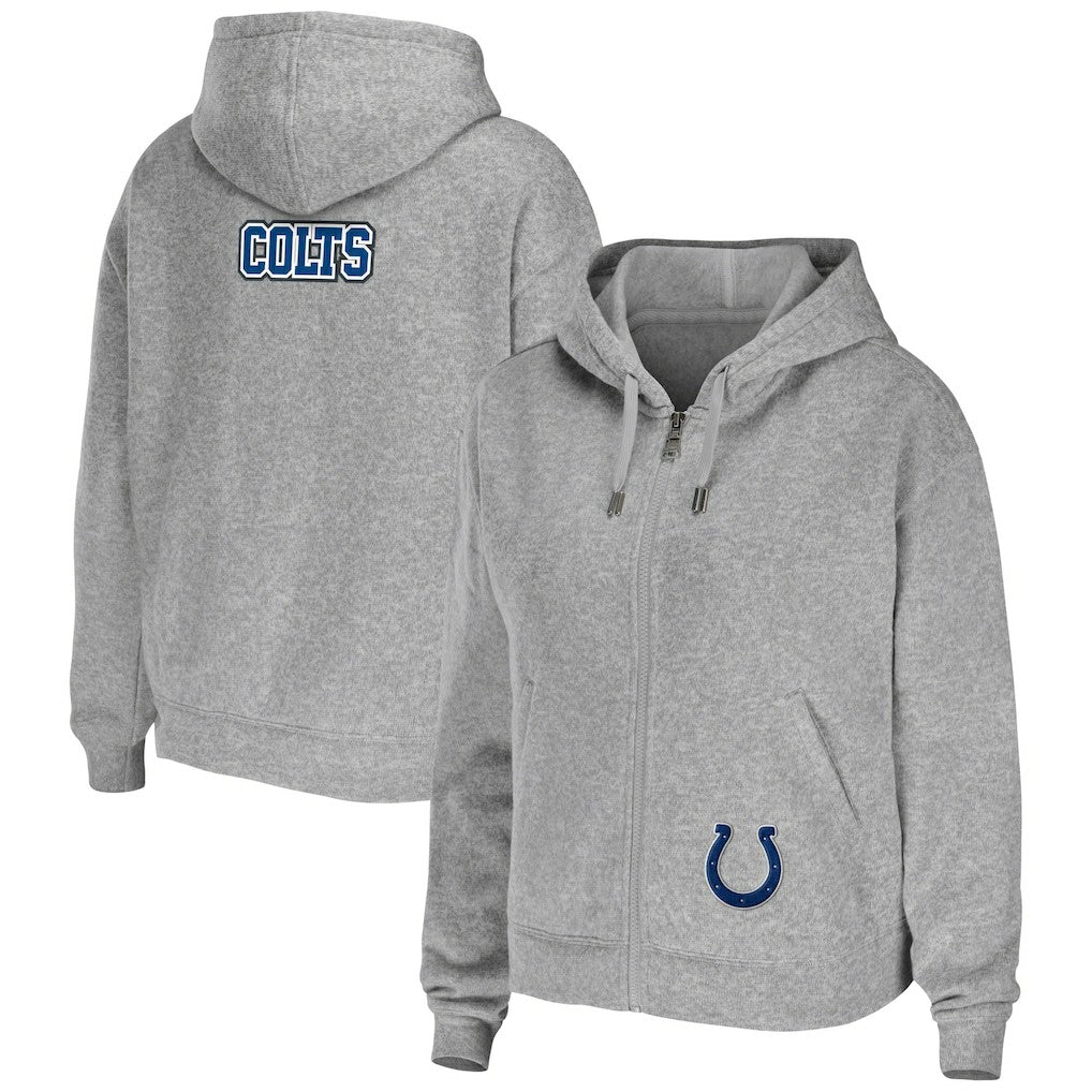 Indianapolis Colts WEAR by Erin Andrews Women's Team Full-Zip Hoodie Heathered Gray | NFL