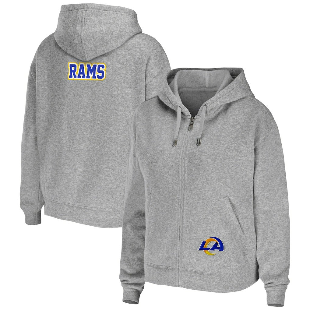 Los Angeles Rams WEAR by Erin Andrews Women's Team Full-Zip Hoodie Heathered Gray | NFL